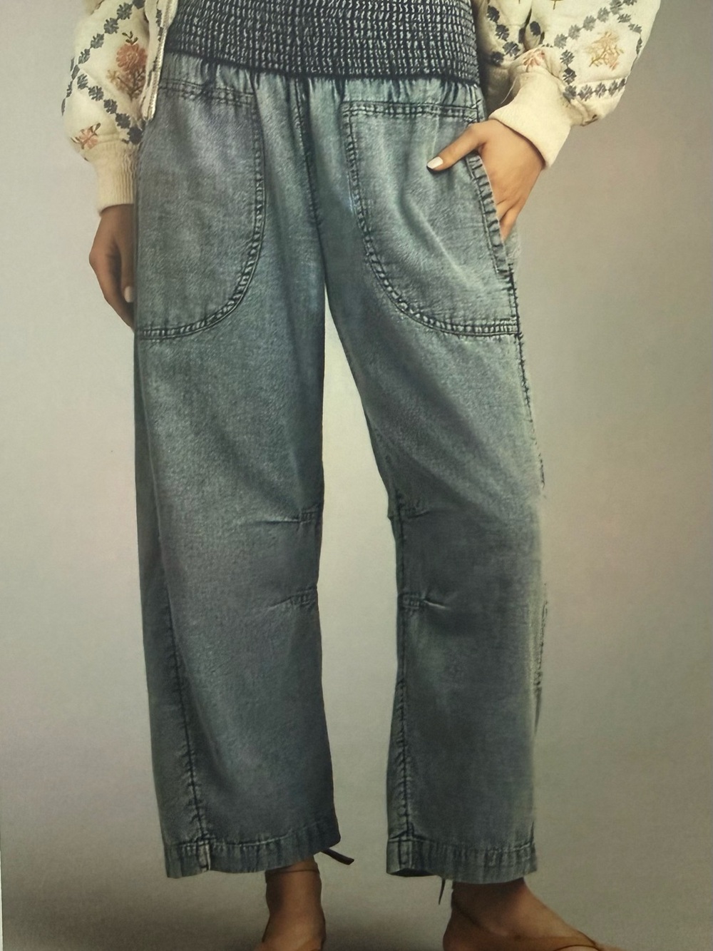 Anthropologie Reese 100% Cotton Barrel Leg Pull On Pants XS Petite - Picture 2 of 8